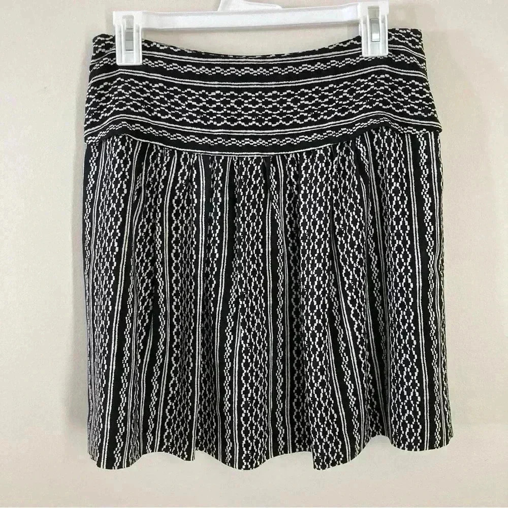 Madewell Silk Skyline Black and White Skirt with Side Zipper Size 4